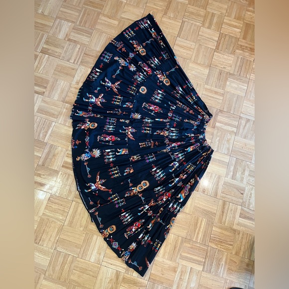 Vintage Native American kachina doll print tiered skirt small - Picture 3 of 7